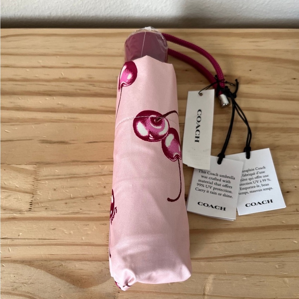 Coach Mini Umbrella In Cherry Print cr909 - Picture 4 of 5
